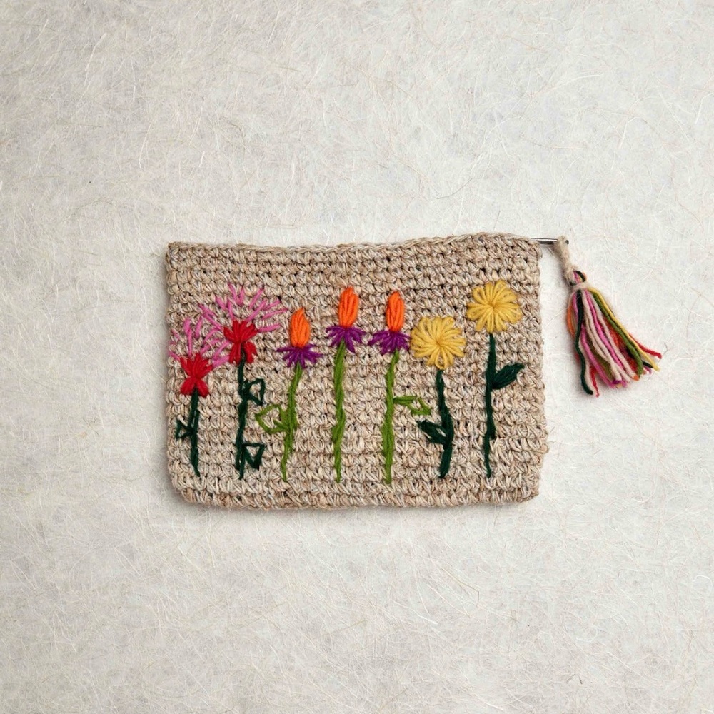 Handcrafted Floral Embroidered Pouch